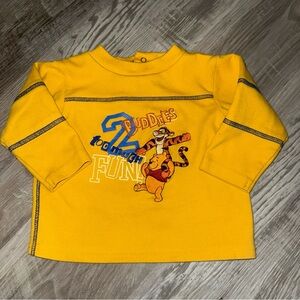 Vintage Disney Yellow Long Sleeve Kids Tee with Pooh and Tigger